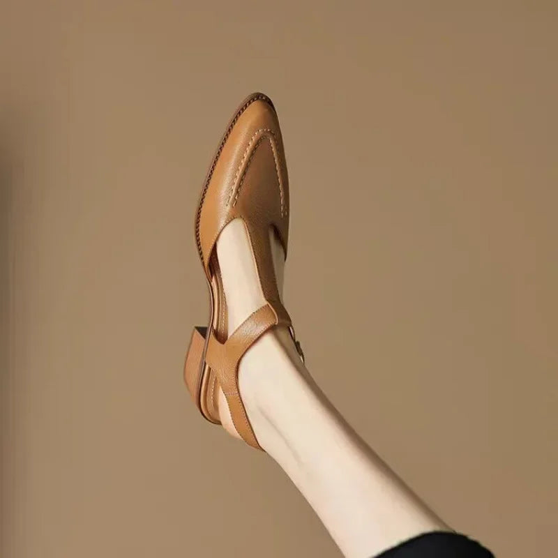 Elegant Women's Pointed Toe Flat Shoes with Buckle Strap