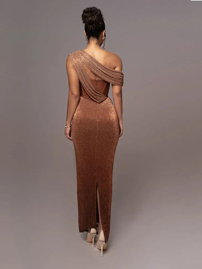 Sleek One Shoulder Sequin Party Dress