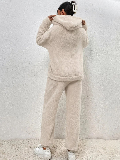 Teddy Hooded House Suit Ultra Comfortable Cozy Beige