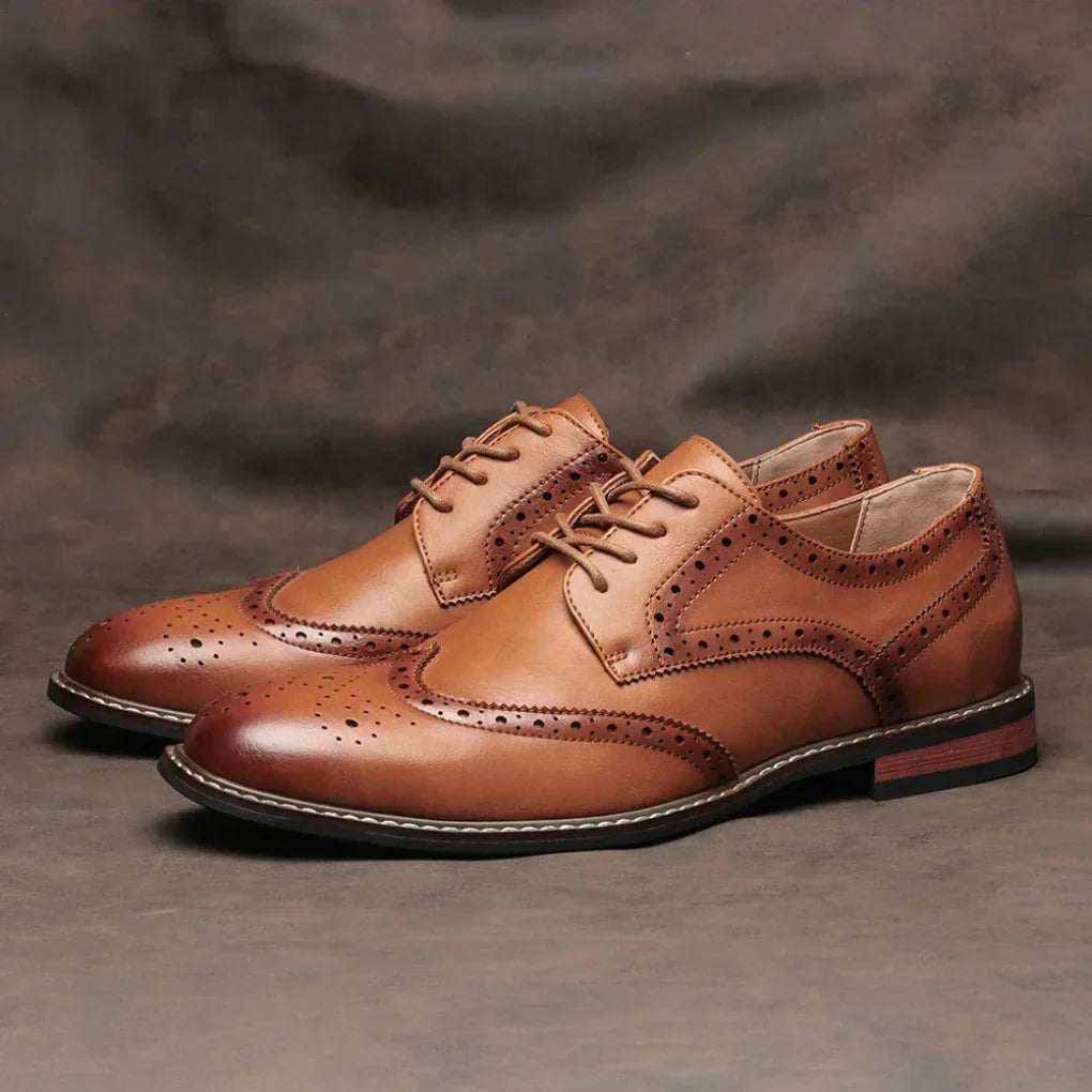 Men's Leather Wingtip Oxford Shoes