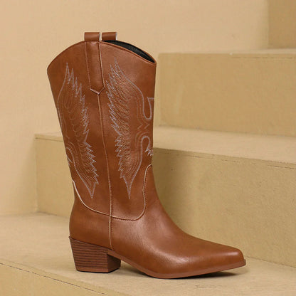 Women's Western Cowboy Embroidered Boots