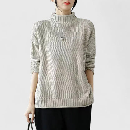 Women's Waffle Knit Mock Neck Sweater