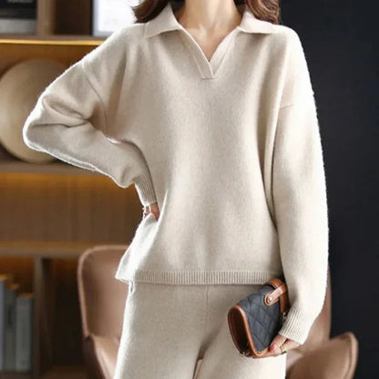 Ladies Pastel Crew Neck Sweater Set