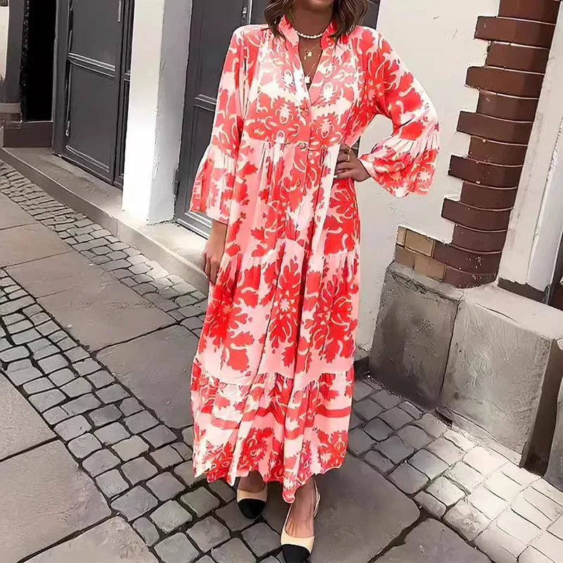 Bohemian Floral Loose Fit Maxi Dress for Women
