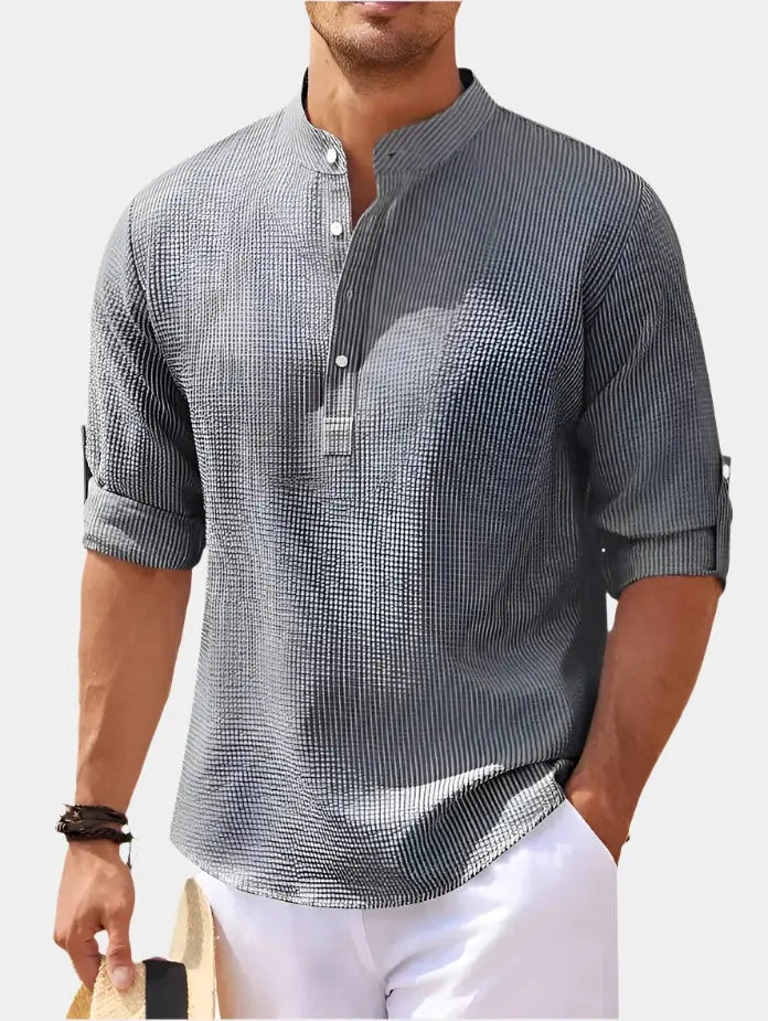 Men's Short Sleeve Stand Collar Shirt