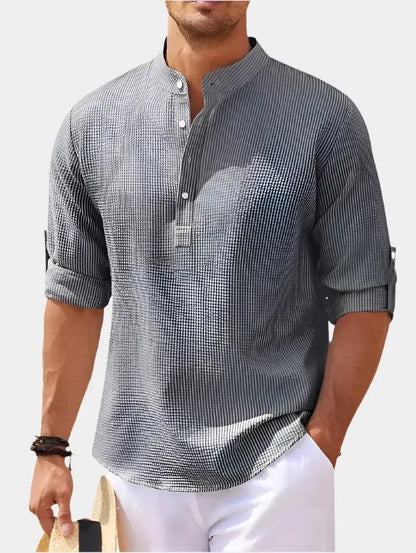 Men's Short Sleeve Stand Collar Shirt