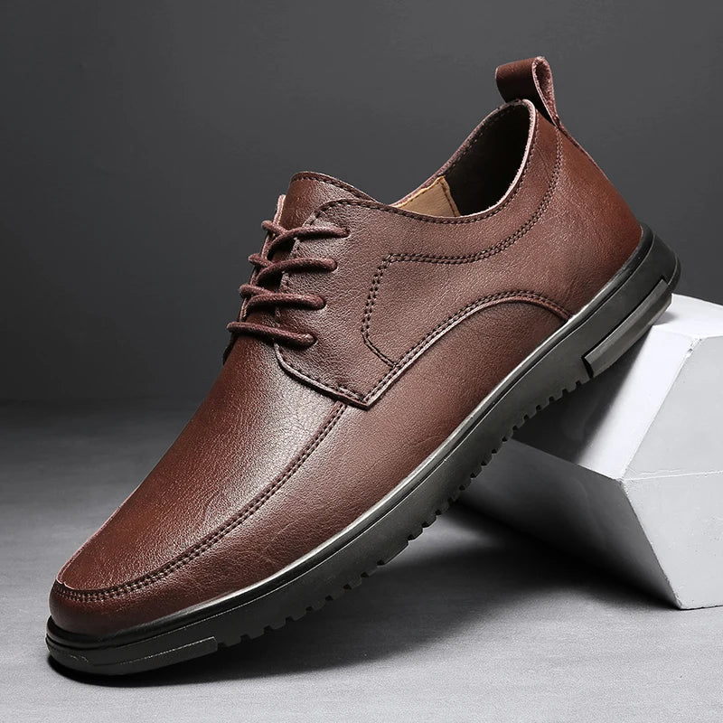 Brown Real Leather Dress Shoes - VibreMode