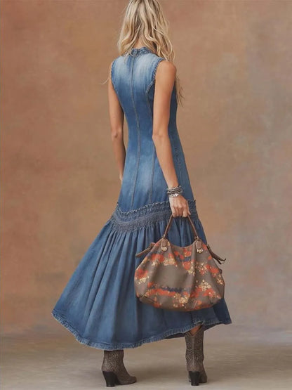 Women's Vintage Denim Long Dress