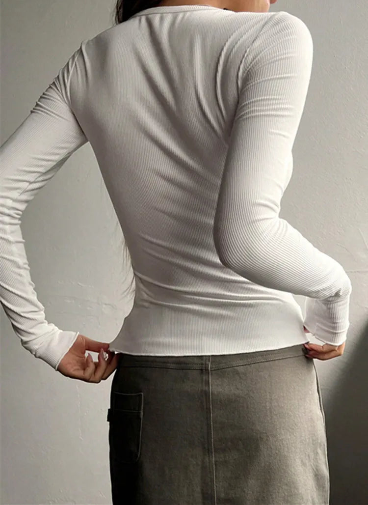 Minimalist Men's Ribbed Henley Shirt