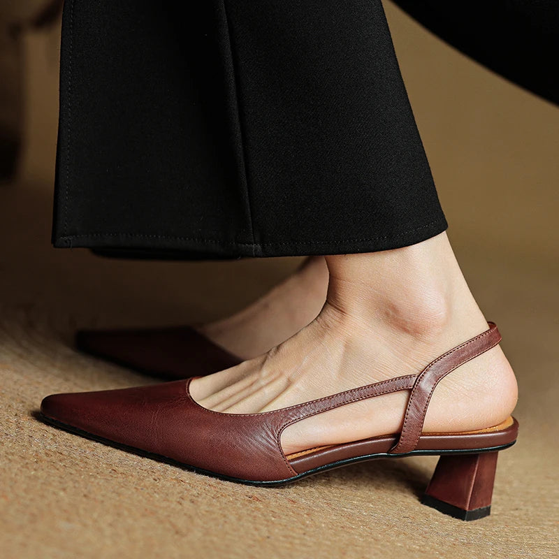Real Leather High Heel Shoes