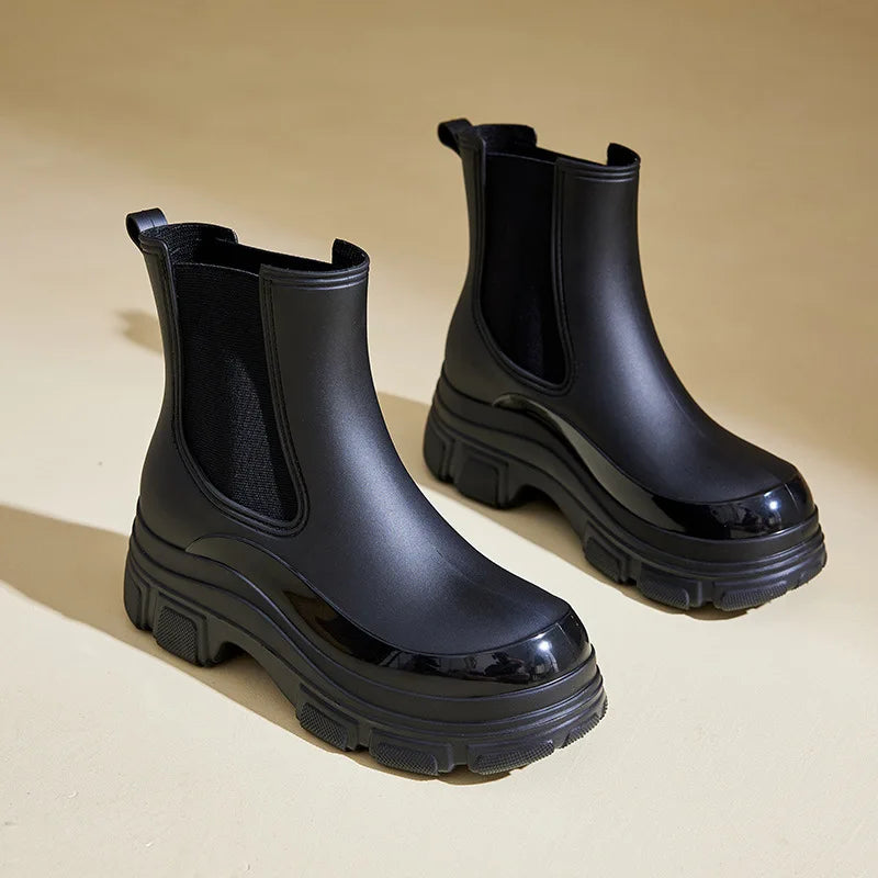 Women's Waterproof Chelsea Boots Chunky Slip-Resistant Outsole