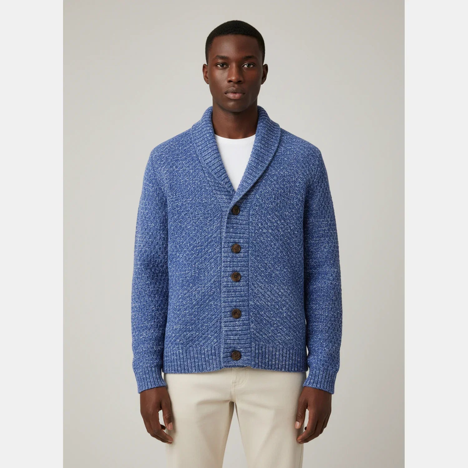 Men's Shawl Collar Knit Sweater - VibreMode
