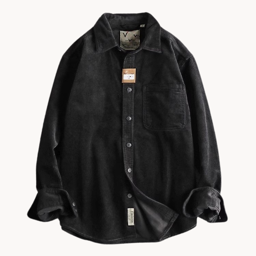 Relaxed Fit Mens Brown Button Down Corduroy Shirt