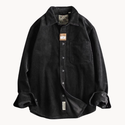 Relaxed Fit Mens Brown Button Down Corduroy Shirt