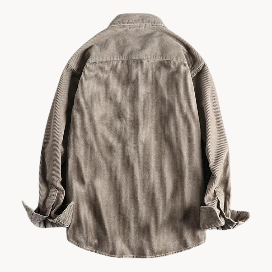 Relaxed Fit Mens Brown Button Down Corduroy Shirt