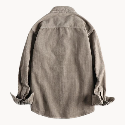 Relaxed Fit Mens Brown Button Down Corduroy Shirt