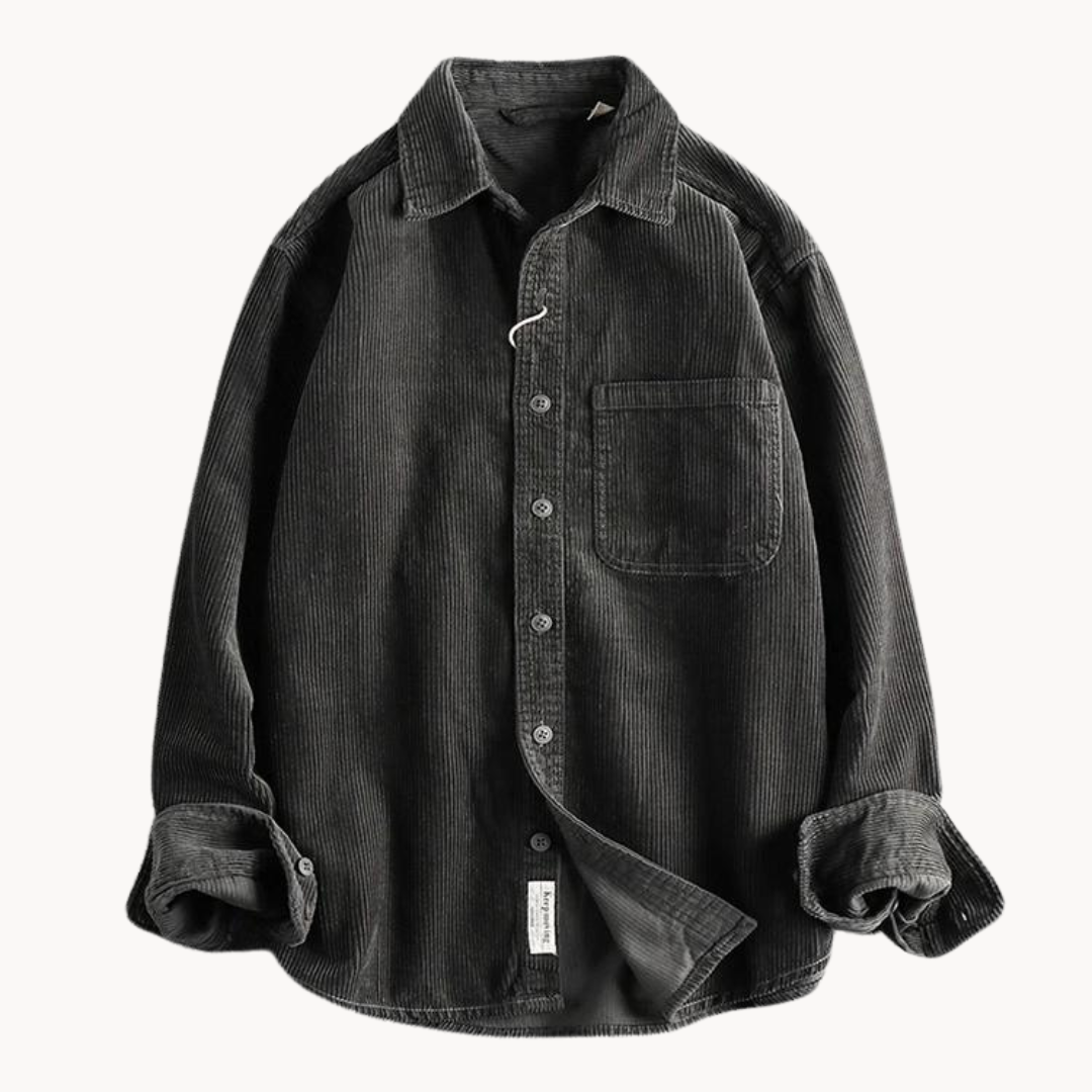 Relaxed Fit Mens Brown Button Down Corduroy Shirt