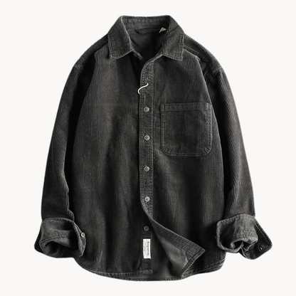 Relaxed Fit Mens Brown Button Down Corduroy Shirt