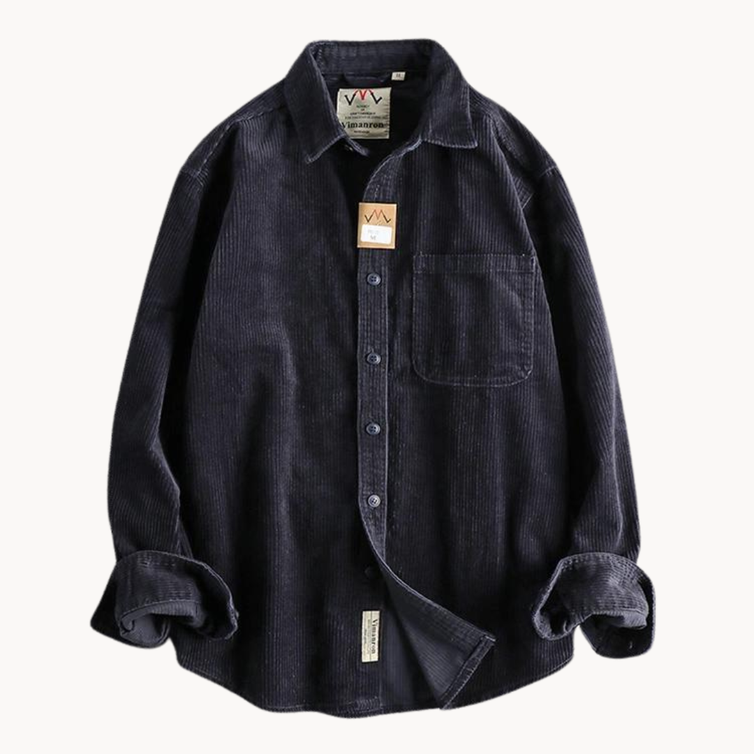Relaxed Fit Mens Brown Button Down Corduroy Shirt