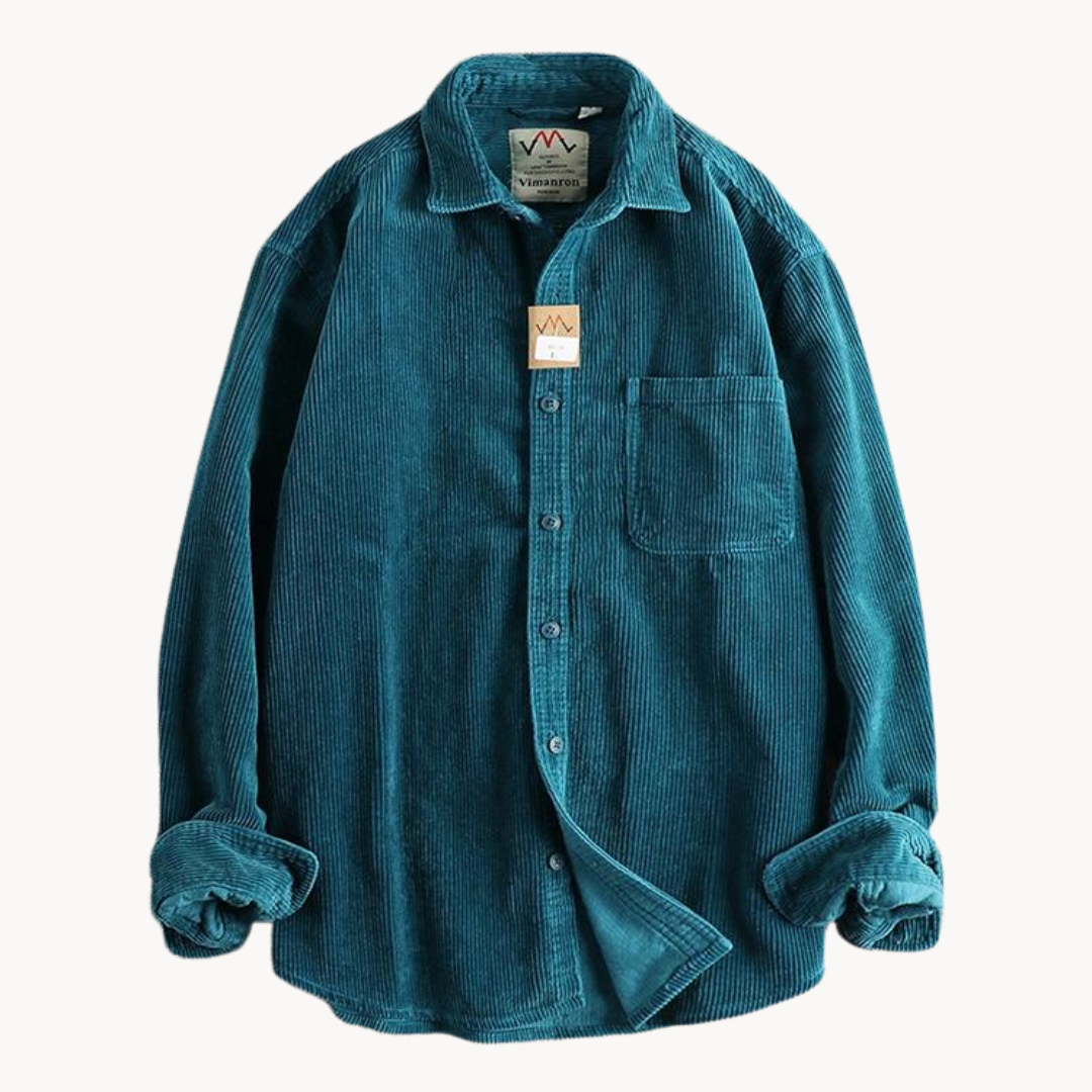 Relaxed Fit Mens Brown Button Down Corduroy Shirt