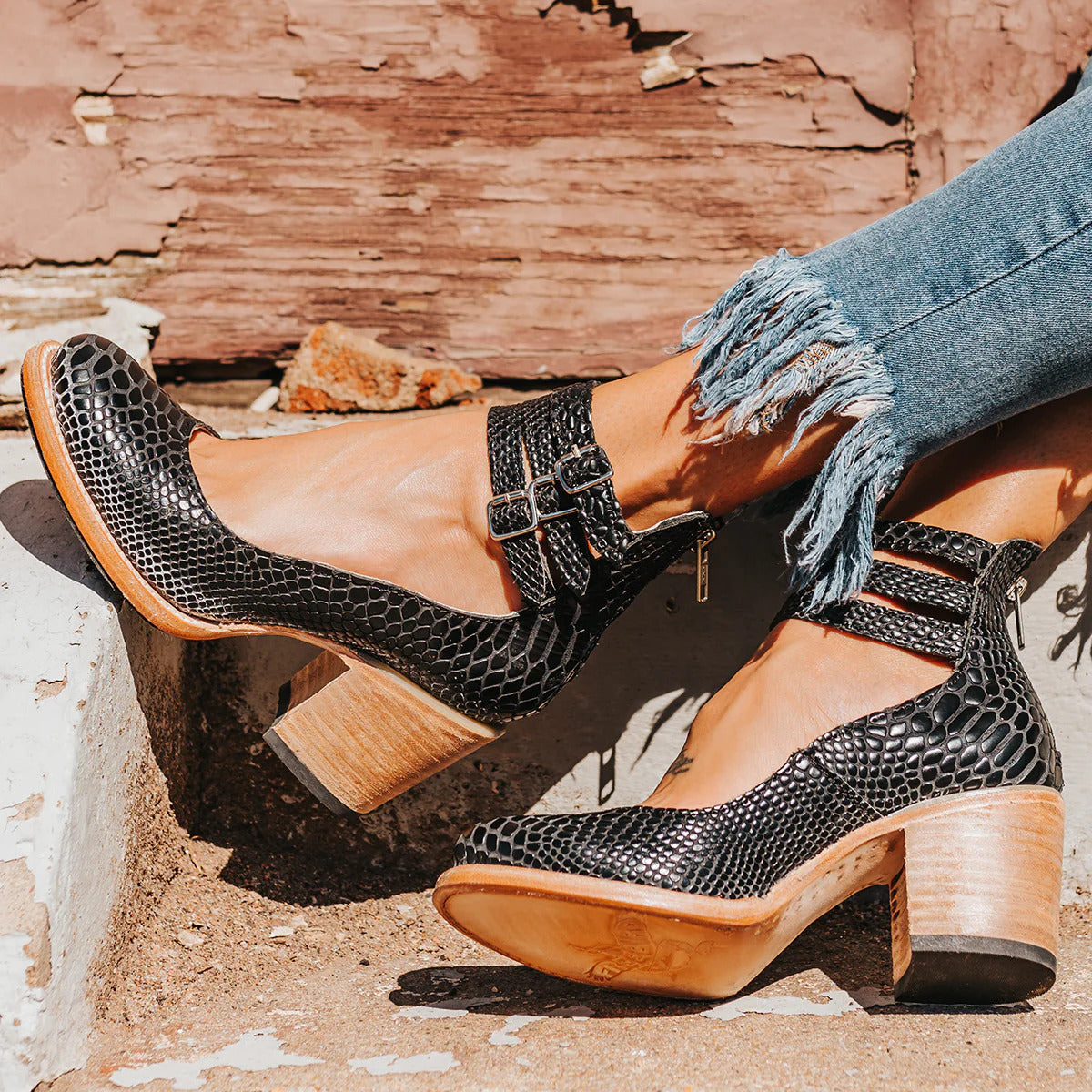 Women's Block Heel Ankle Strap Shoes