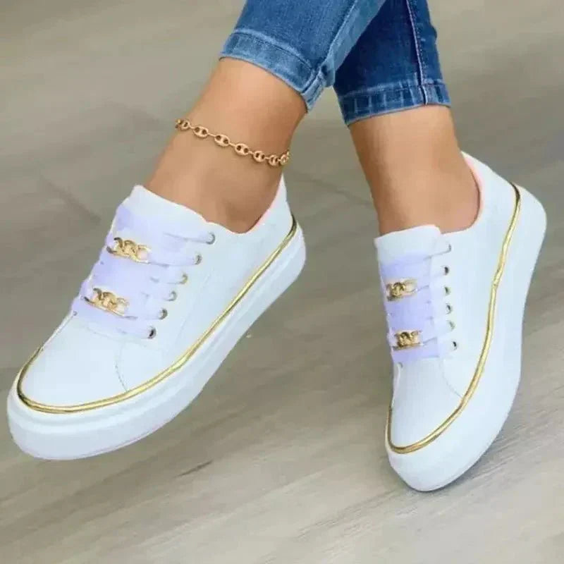 Fashion Metal Trim Sneakers - VibreMode