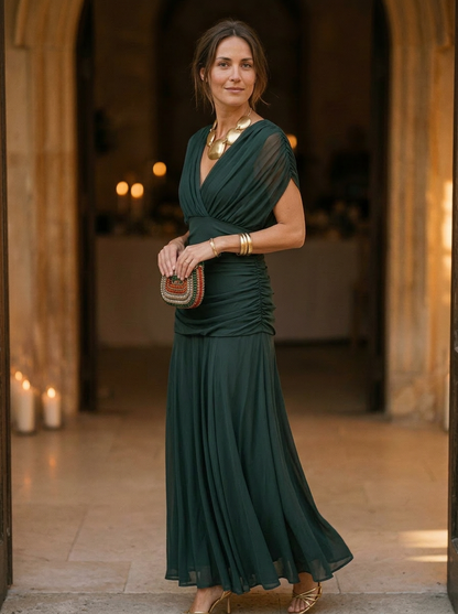 Women's Off-Shoulder Pleated Midi Dress