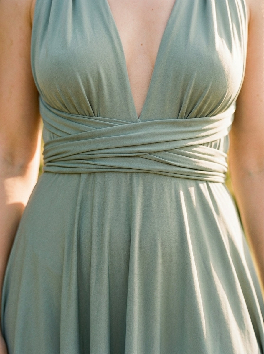 Women's Maxi Dress Knit Wrapped Bodice Flowing