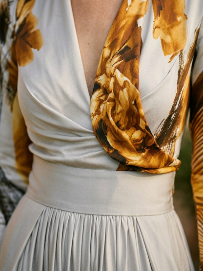 Women's Flowy Wide Leg Jumpsuit V Neck