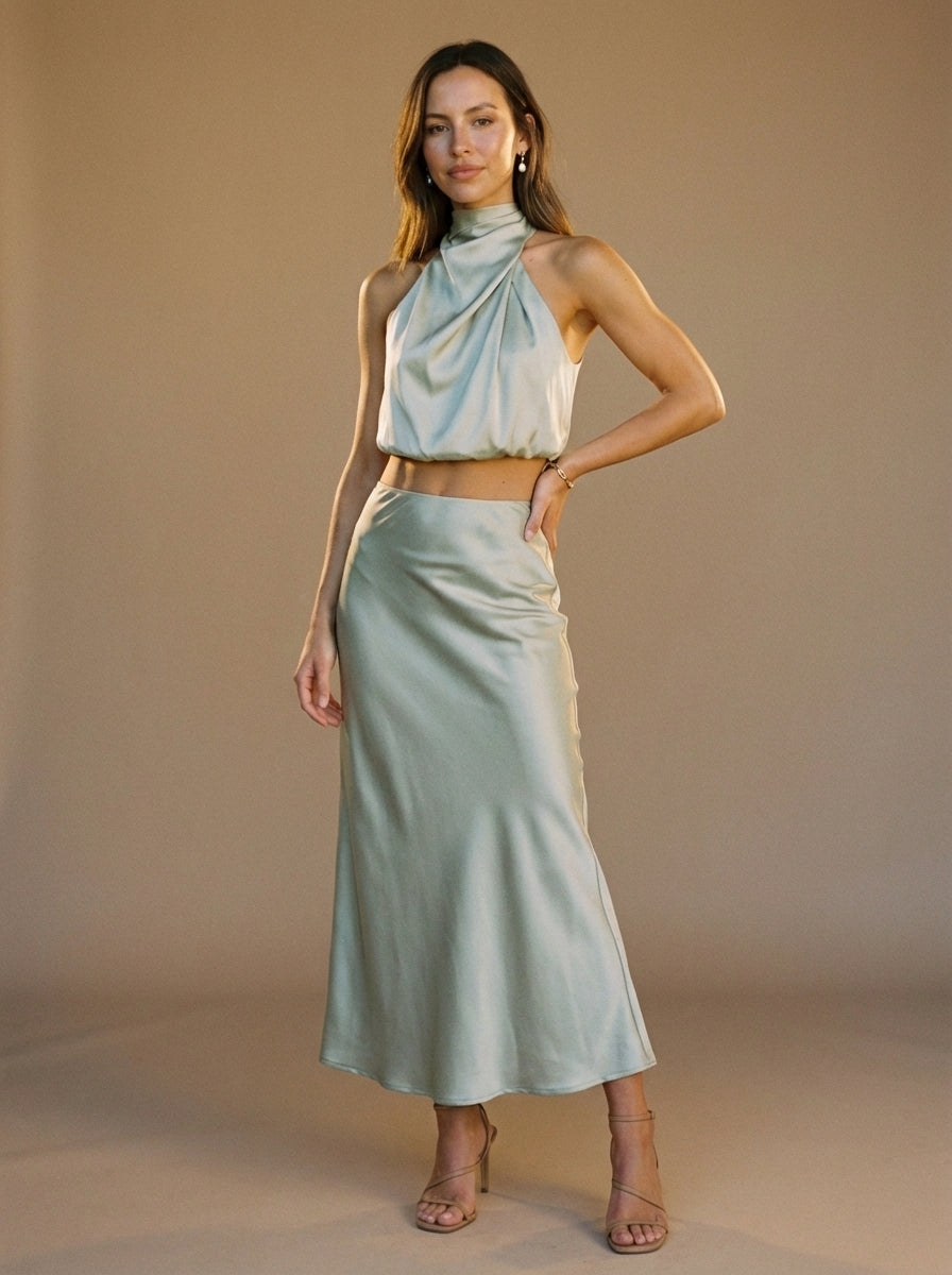 Women's Halter Crop Maxi Set