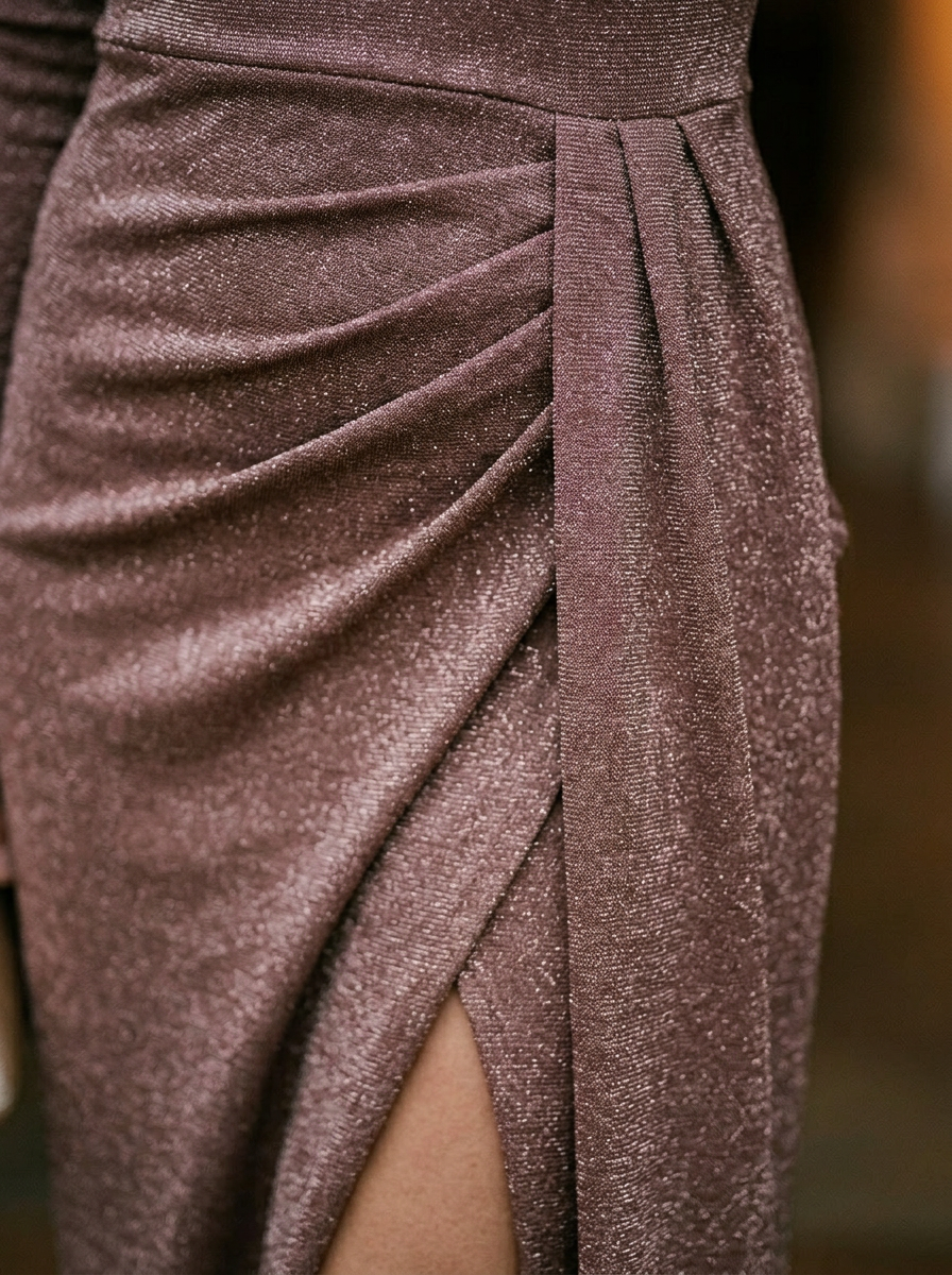 Women's Off-Shoulder Maxi Dress Glitter Knit