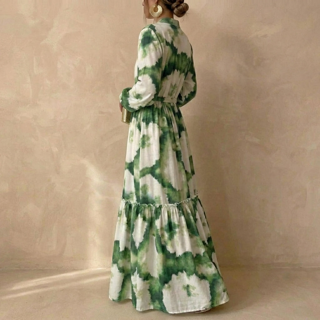 Women's Tiered Maxi Dress Ruffled Tie Waist