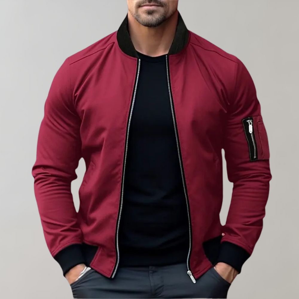 Men's Bomber Jacket Lightweight Nylon Black - VibreMode