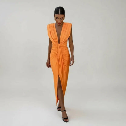 Women's Sleeveless Midi Evening Dress - VibreMode