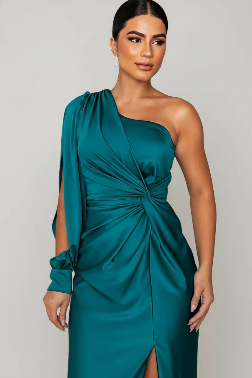 Women's One Shoulder Slit Maxi Dress - VibreMode