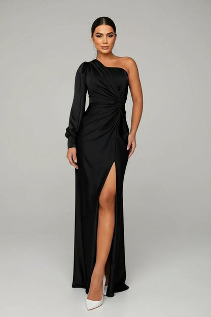 Women's One Shoulder Slit Maxi Dress
