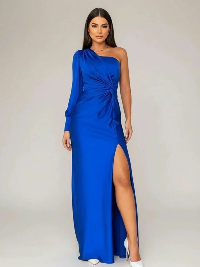 Women's One Shoulder Slit Maxi Dress