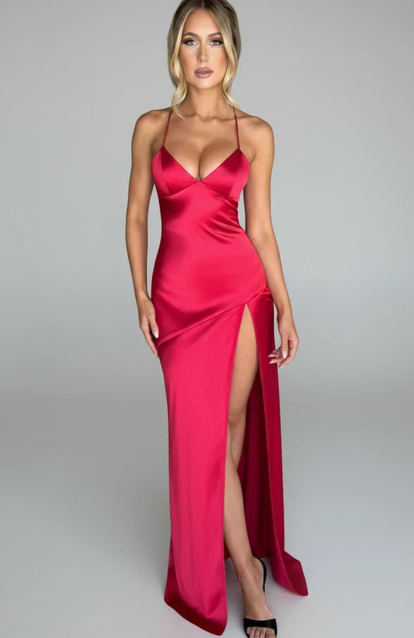 Women's Maxi Dress Spaghetti Strap Slit Design