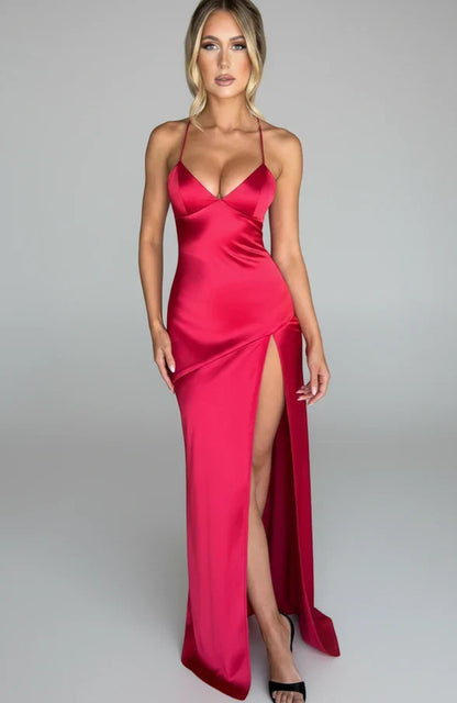 Women's Maxi Dress Spaghetti Strap Slit Design