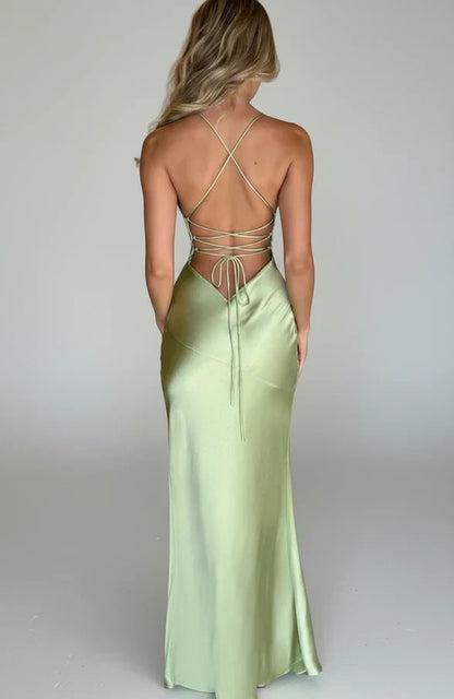 Women's Maxi Dress Spaghetti Strap Slit Design