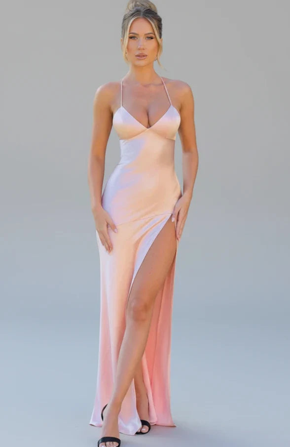 Women's Maxi Dress Spaghetti Strap Slit Design