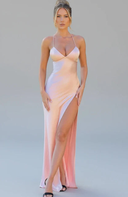 Women's Maxi Dress Spaghetti Strap Slit Design