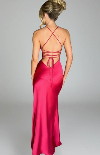 Women's Maxi Dress Spaghetti Strap Slit Design