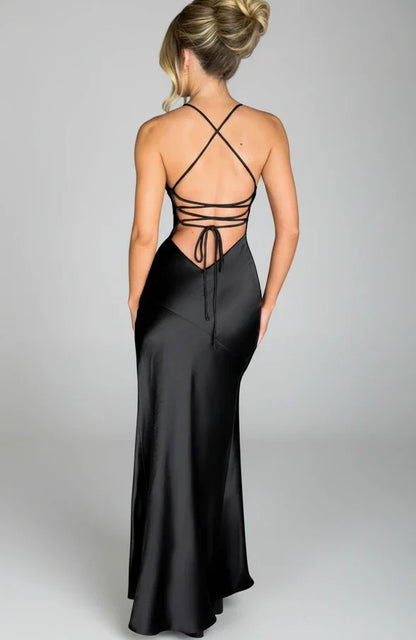 Women's Maxi Dress Spaghetti Strap Slit Design