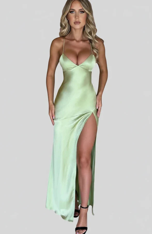 Women's Maxi Dress Spaghetti Strap Slit Design