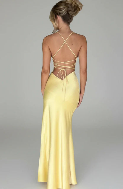 Women's Maxi Dress Spaghetti Strap Slit Design