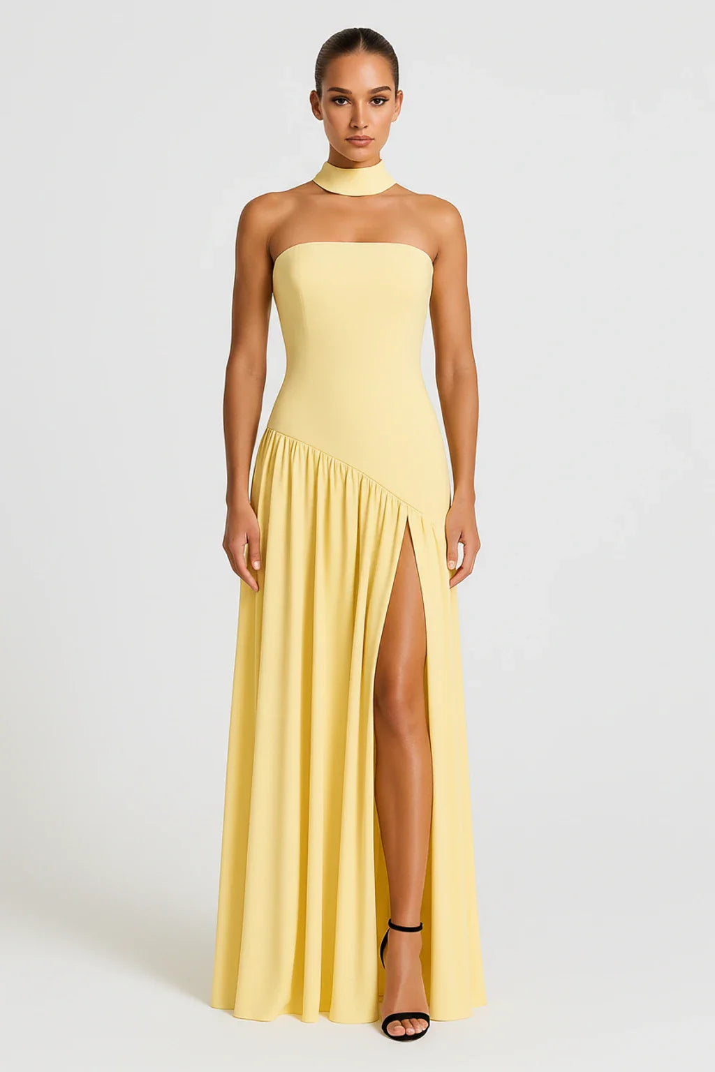Women's Strapless Slit Maxi Dress - VibreMode