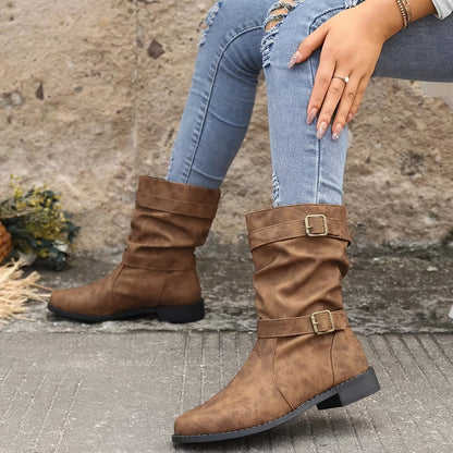 Women's Slouchy Ankle Boots Black Leather Comfortable - VibreMode