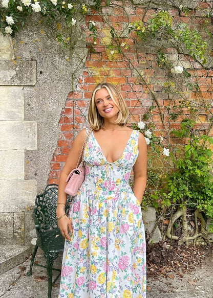 Women's Midi Floral V-Neck Summer Dress