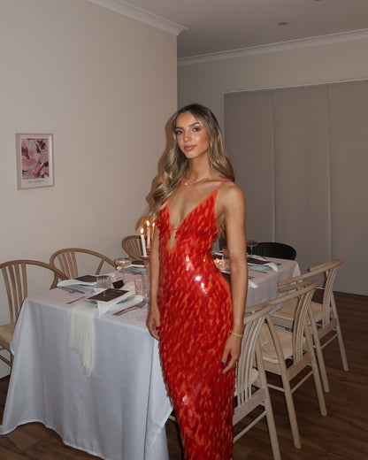 Women's Sequin Backless Wedding Guest Dress